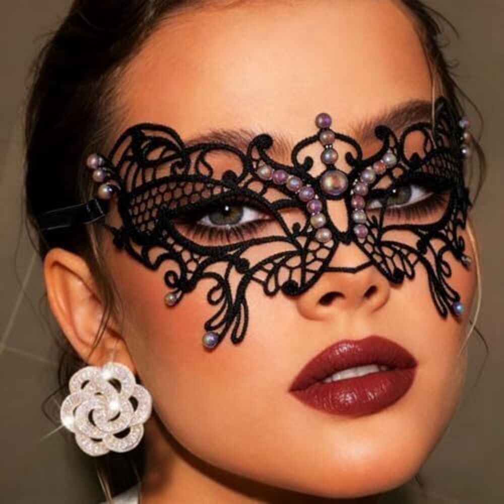 4465 Rhinestone Masquerade Lace Masks Sparkle Half Eye Mask for Costume